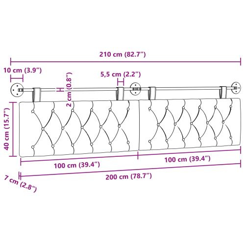 Висяща табла Светло зелено 210 x 55 x 7 см Кадифе