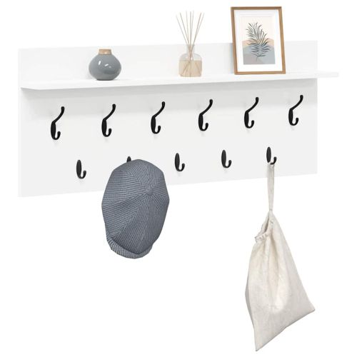 Стенен закачалка за палта Бяло 100 x 40 x 12 см Инженерно дърво