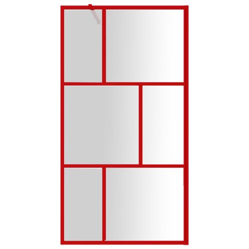 Стена за душ с прозрачно ESG стъкло, червена, 115x195 см