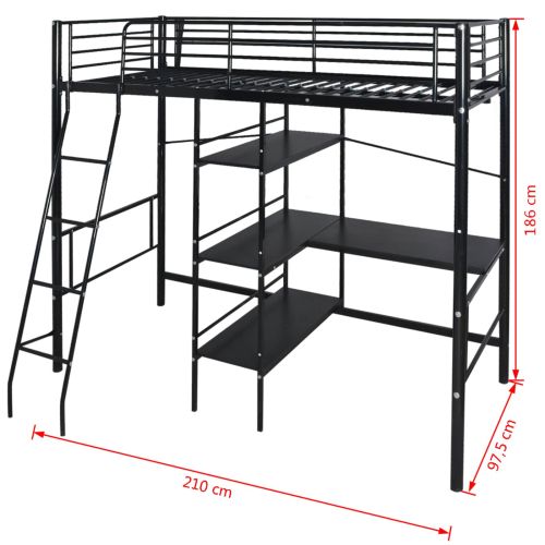 Легло с матрак Черно 200 x 90 см Метал