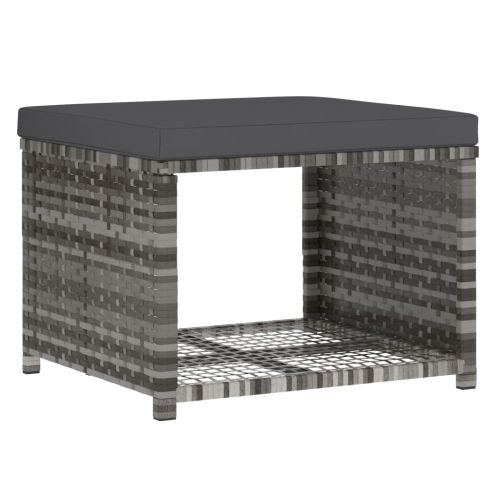 Градински трапезен комплект 4 части с възглавници сив полиратан