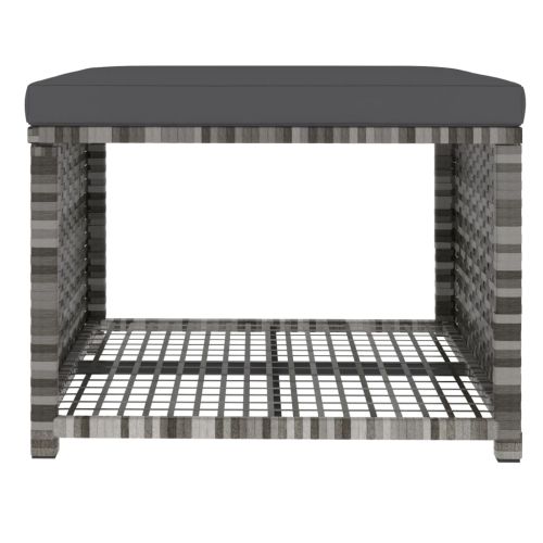 Градински трапезен комплект 4 части с възглавници сив полиратан