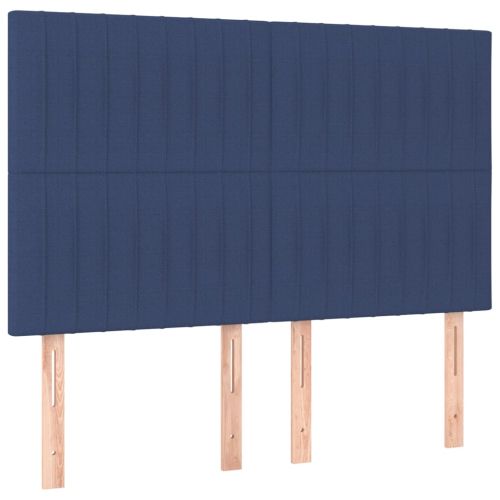 Боксспринг легло с матрак и LED, синьо, 140x200 см, плат