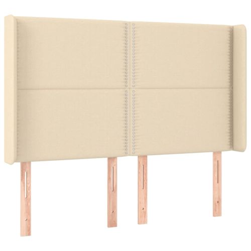 Боксспринг легло с матрак и LED, кремаво, 140x200 см, плат