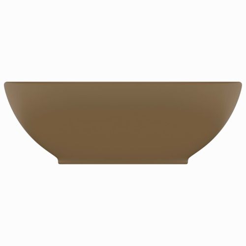 Луксозна овална мивка, матово кремава, 40x33 см, керамика