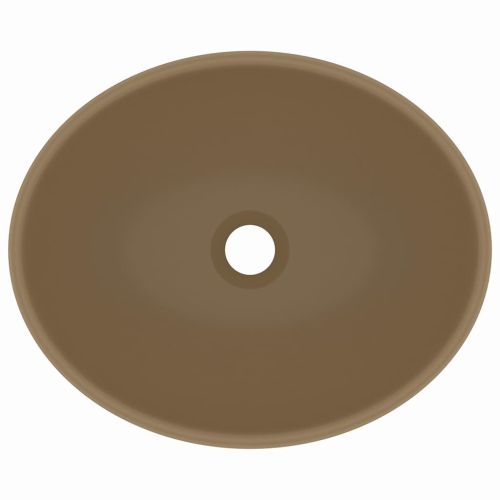 Луксозна овална мивка, матово кремава, 40x33 см, керамика