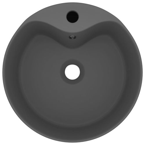 Луксозна мивка с преливник тъмносив мат 36x13 см керамика