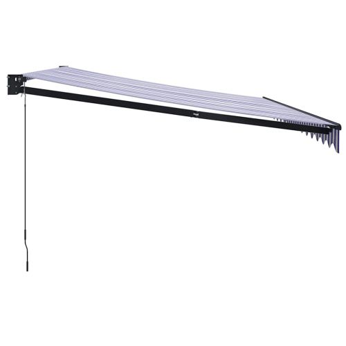 Прибираща се тента синьо и бяло 4,5x3 м плат и алуминий