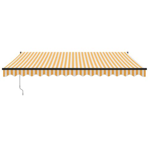 Прибираща се тента жълто и бяло 4,5x3 м плат и алуминий