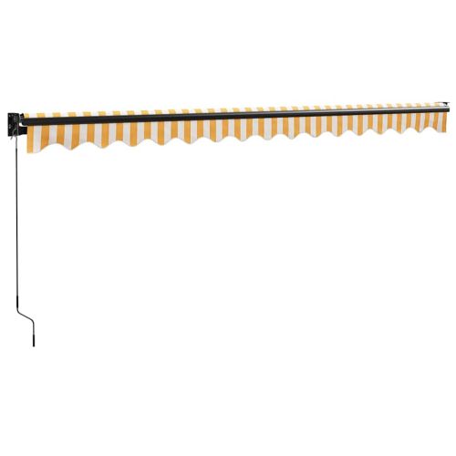 Прибираща се тента жълто и бяло 4,5x3 м плат и алуминий