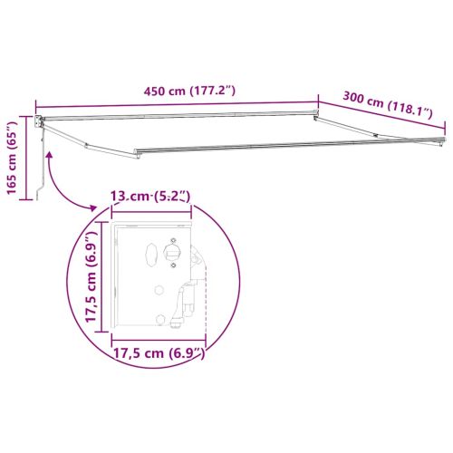 Автоматично прибираща се тента, оранжево и кафяво, 4,5x3 м
