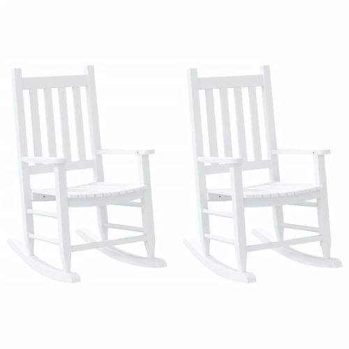 Люлеещи се столове за деца 2 бр бял масивно дърво топола