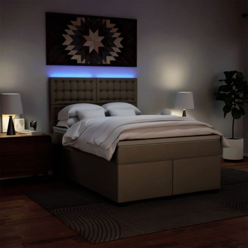 Боксспринг легло с матрак, капучино, 140x200см, изкуствена кожа