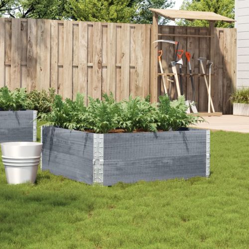 Градинска кашпа, сив, 100x100 см, борова дървесина масив