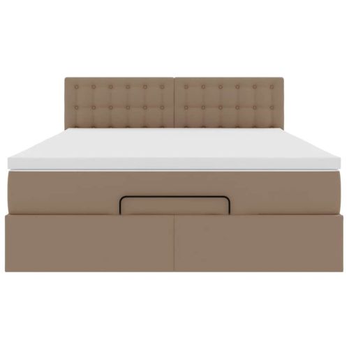Османска легло с матрак, капучино, 140x200 см, изкуствена кожа