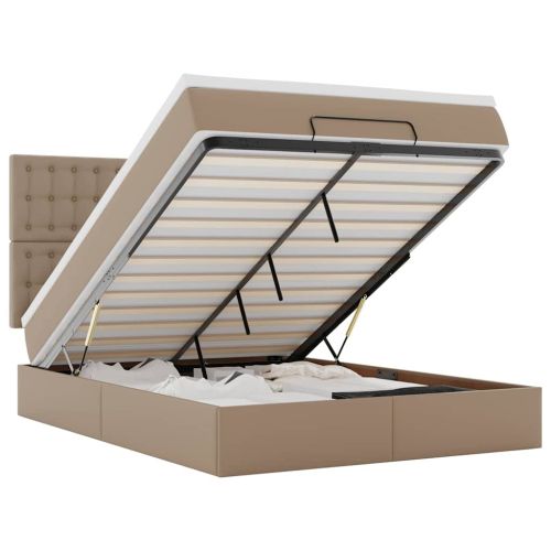 Османска легло с матрак&LED капучино 140x190 см изкуствена кожа