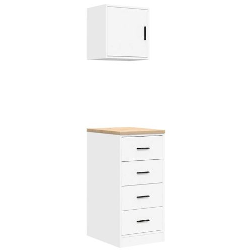 гаражни шкафове, 2 бр, бели, инженерно дърво