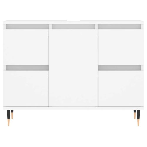 Шкаф за баня, бял, 80x33x60 см, инженерно дърво