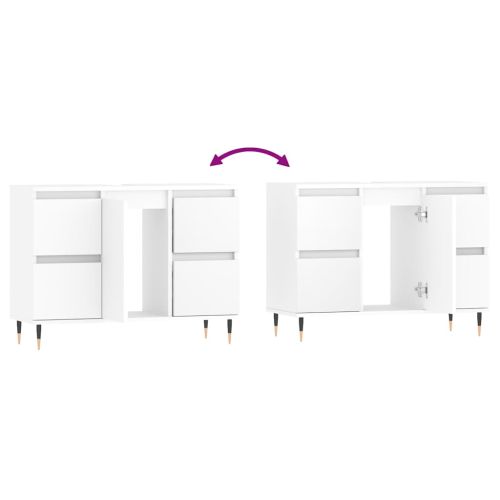 Шкаф за баня, бял, 80x33x60 см, инженерно дърво