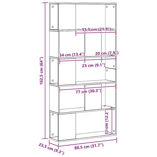 Библиотека 5рафта дъб артизан 80,5x23,5x162,5см инженерно дърво