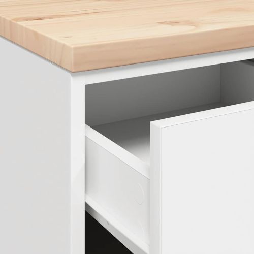 Гаражен шкаф за съхранение, бял, 40x51x85 см, бор масив