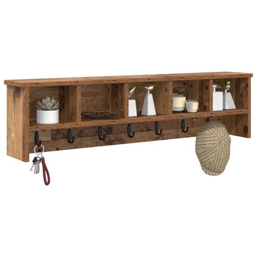 Стенен закачалка за палта с рафт Старо дърво 100 x 16 x 26 см
