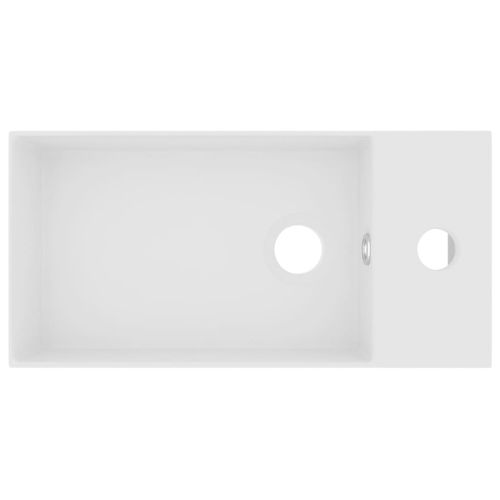 Мивка за баня с преливник, керамична, матово бяла