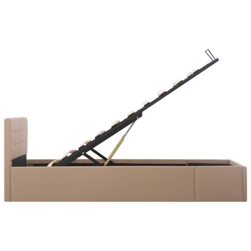 Легло с повдигащ механизъм капучино изкуствена кожа 90x200 cм