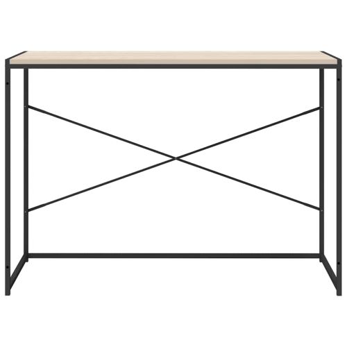 Компютърно бюро, черно и дъб, 110x60x70 см, инженерно дърво