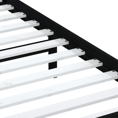 Рамка за легло, черна, бор масив, 100х200 см