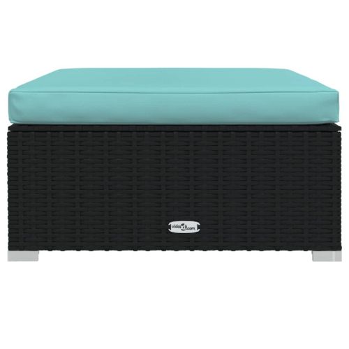 Градински лаундж комплект с възглавници 7 части полиратан черен