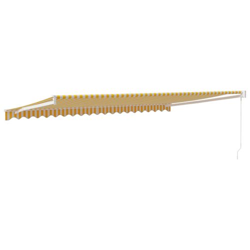 Прибираща се тента жълто и бяло 5x3 м плат и алуминий