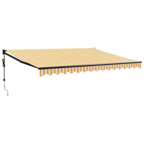 Автоматично прибираща се тента, жълто и бяло, 4,5x3 м