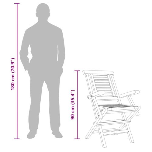 Сгъваеми градински столове, 4 бр, 56x63x90 см, тик масив