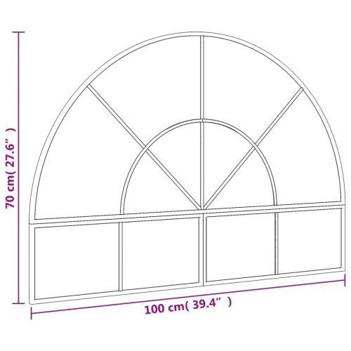 Стенно огледало, черно, 100x70 см, арка, желязо