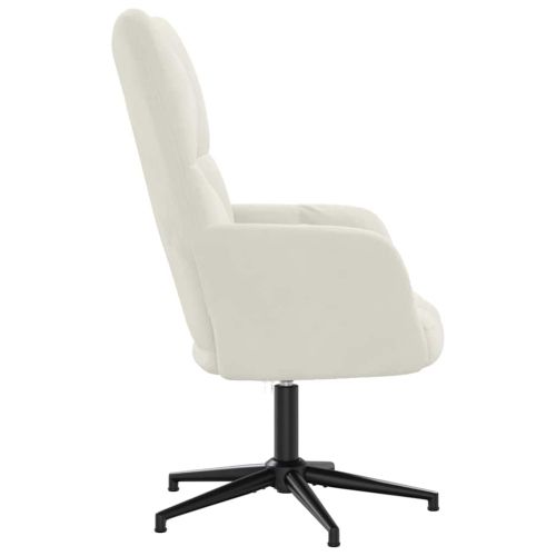 Релакс стол, кремавобял, кадифе