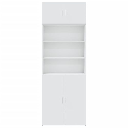 Шкаф за съхранение, бял, 80x42,5x225 см, инженерно дърво