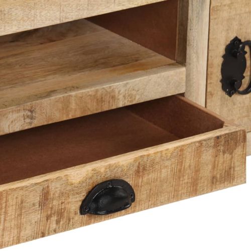 ТВ шкаф с колелца, 110x30x37 cм, грубо мангово дърво