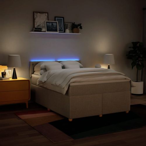 Боксспринг легло с матрак, кремава, 140x200 см, плат