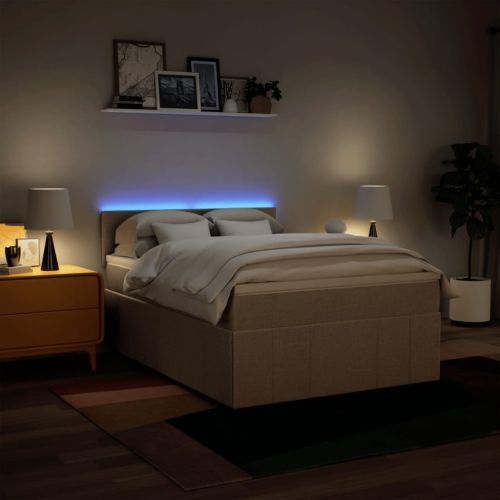 Боксспринг легло с матрак, кремава, 140x200 см, плат