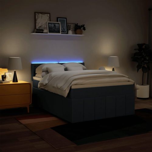 Боксспринг легло с матрак, синьо, 140x200 см, плат