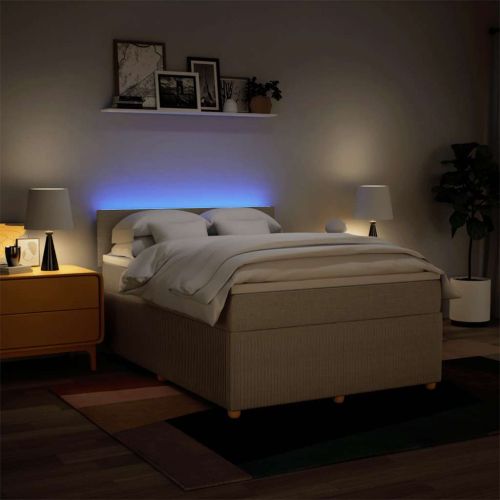 Боксспринг легло с матрак, кремава, 140x200 см, плат