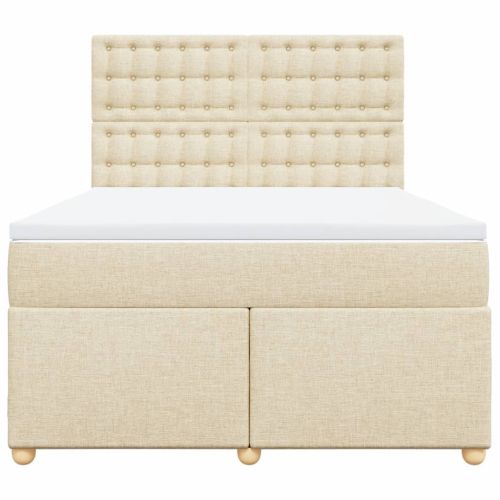 Боксспринг легло с матрак, кремава, 140x200 см, плат