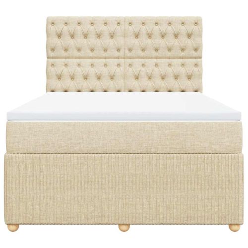 Боксспринг легло с матрак, кремава, 140x200 см, плат