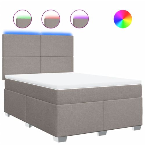 Боксспринг легло с матрак, таупе, 140x200 см, плат