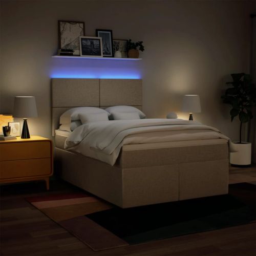 Боксспринг легло с матрак, кремава, 140x200 см, плат