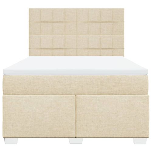 Боксспринг легло с матрак, кремава, 140x200 см, плат