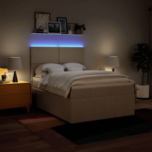 Боксспринг легло с матрак, кремава, 140x200 см, плат