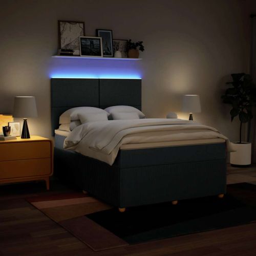 Боксспринг легло с матрак, синьо, 140x200 см, плат