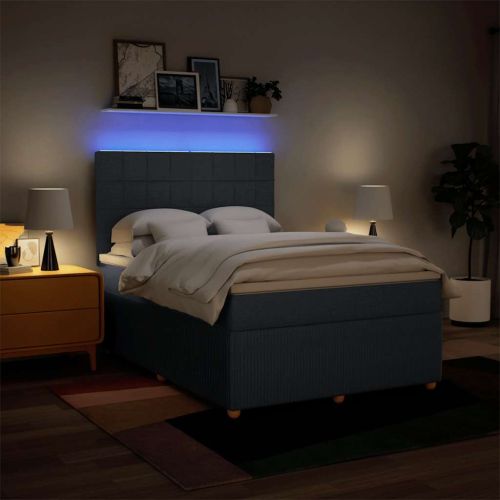 Боксспринг легло с матрак, синьо, 140x200 см, плат